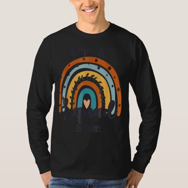Pre K Squad Student Teacher Boho Rainbow T-Shirt (Front)