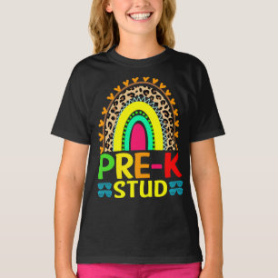 Pre-K Stud Rainbow Leopard Back To School T-Shirt