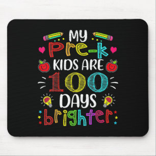 Pre-k Teacher 100 Days Brighter 100th Day Of Schoo Mouse Pad