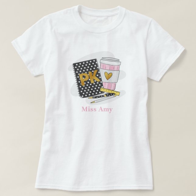 Pre K Teacher Appreciation Custom Black Notebook T-Shirt (Design Front)