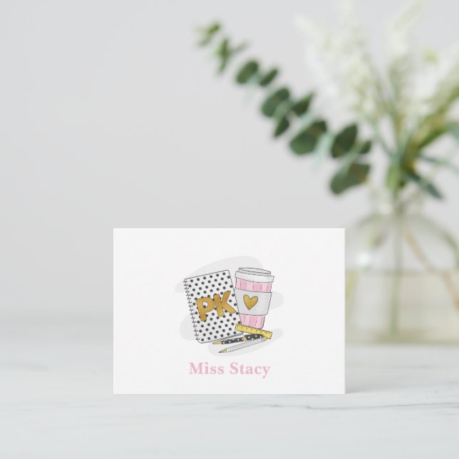 Pre K Teacher Appreciation White Notebook Coffee  Card (Standing Front)