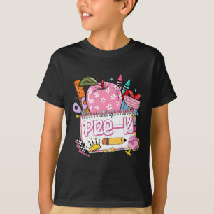 Pre-k Teacher Back To School Apple Notebook Retro  T-Shirt