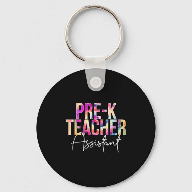 Pre-k Teacher Istant Tie Dye Back To School Apprec Keychain (Front)