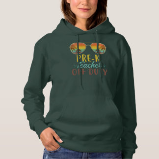 Pre K Teacher Off Duty Sunglasses Beach Sunset Hoodie
