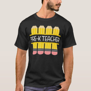 Pre K Teacher Pencil Frame Butchi Teaching T-Shirt