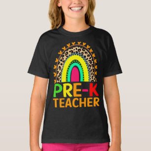 Pre-K Teacher Rainbow Leopard Back To School T-Shirt