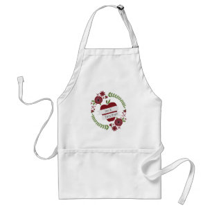 Pre K Teacher Red Apple Floral Wreath Standard Apron