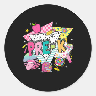 Pre K Teacher Student Back To School First Day Of Classic Round Sticker