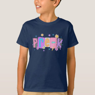 Pre-K Teacher Student Chequered Flowers T-Shirt