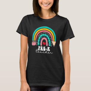 Pre K Teachers Kid Kindergarten Squad Rainbow Back T-Shirt