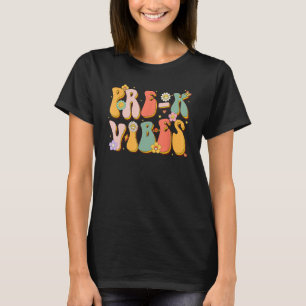 Pre K Vibes Retro Groovy Preschool Teacher Back To T-Shirt