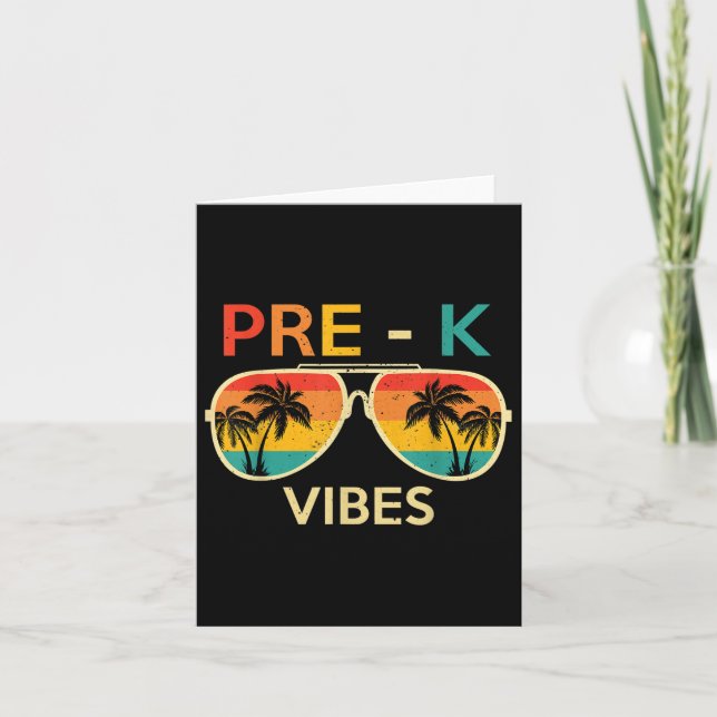 Pre K Vibes Retro Sunset Sungles Back To School  Card (Front)