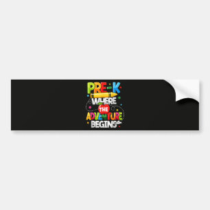 Pre-K Where The Adventure Begins Back to School Bumper Sticker