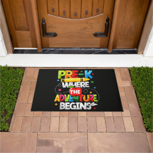 Pre-K Where The Adventure Begins Back to School Doormat