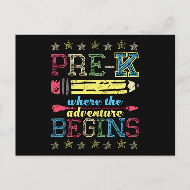 Pre-K Where the Adventure Begins Postcard (Front)