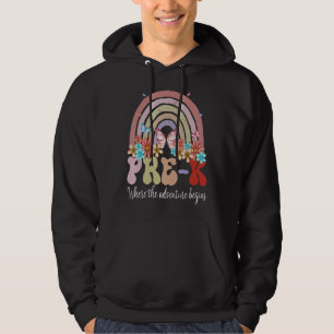 Pre K Where The Adventure Begins Rainbow Retro Gro Hoodie