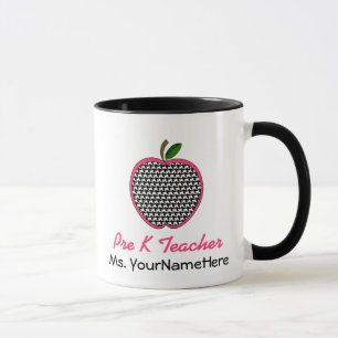 Pre Kindergarten Teacher Mug - Houndstooth Apple