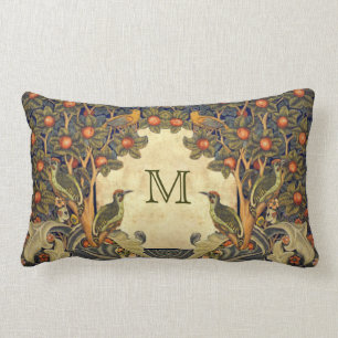 Pre Raphaelite Wm. Morris CUSTOMIZABLE MONOGRAM Lumbar Pillow