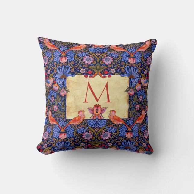 Pre Raphaelite Wm. Morris CUSTOMIZABLE MONOGRAM Throw Pillow (Front)