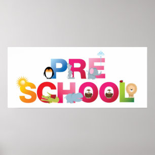 pre school word in fun letters poster