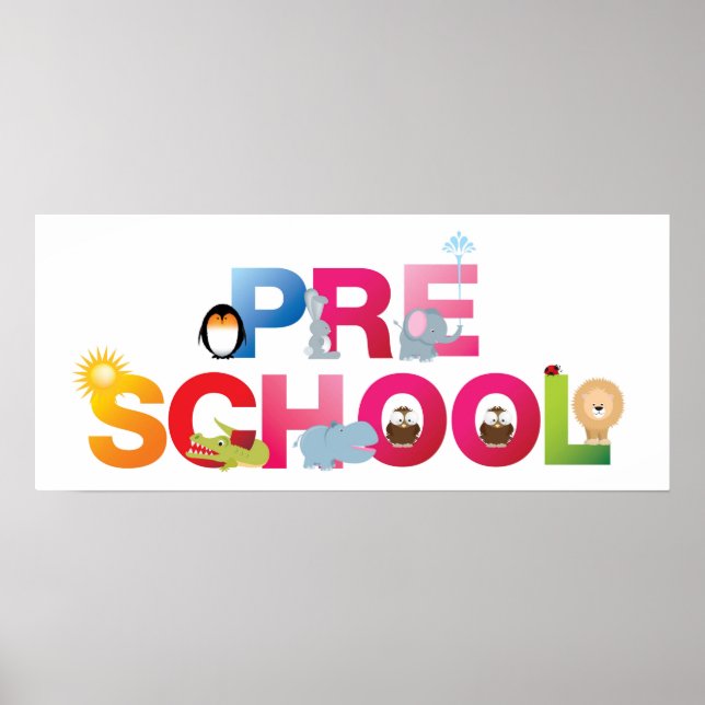 pre school word in fun letters poster (Front)