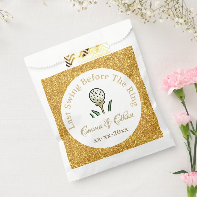 Pre-Wedding Golf Party Weekend White Gold Glitter Favour Bag (Sealed)