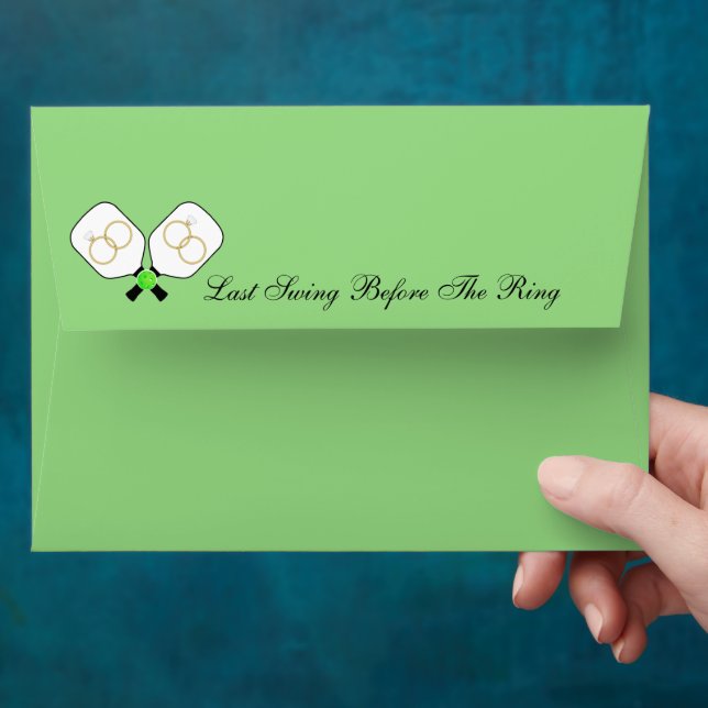 Pre-Wedding Pickleball Green Personalized Note Envelope (Hand)