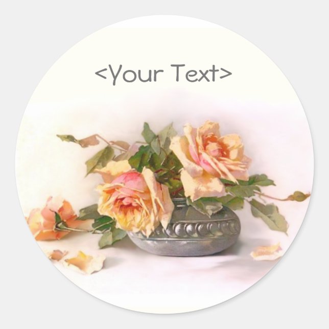 Preach Rose Still Life Classic Round Sticker (Front)