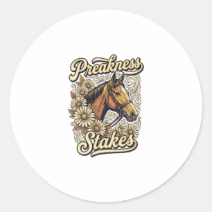 Preakness Stakes Vintage Horse Floral Race Design Classic Round Sticker