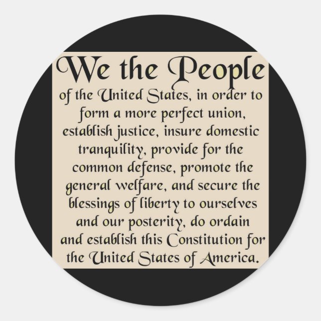 Preamble to The Constitution of the United States Classic Round Sticker (Front)