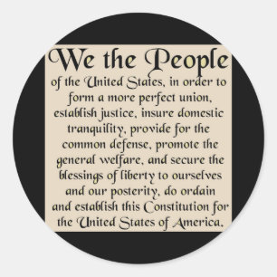 Preamble to The Constitution of the United States Classic Round Sticker