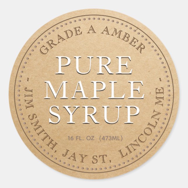 Precalculated Maple Syrup Product Label (Kraft) (Front)