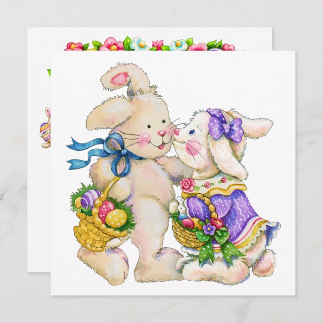 Précieuse invitation de Pâques (chasse aux oeufs ? (Devant / Derrière)