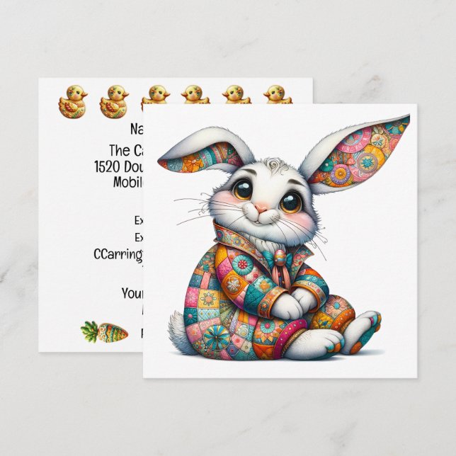 Précieux Bunny de Pâques Thème Invitation (Devant / Derrière)