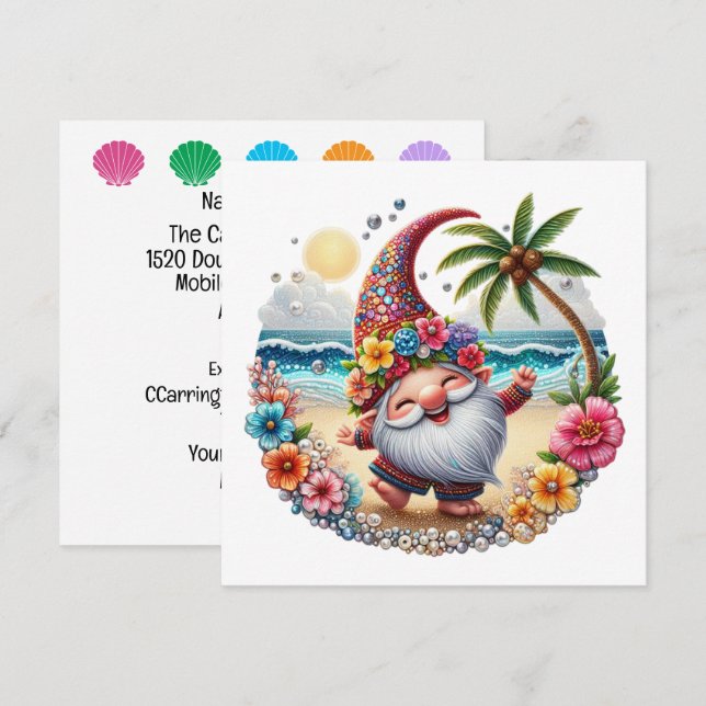 Precious Beach Gnome - Invitation à thème (Devant / Derrière)