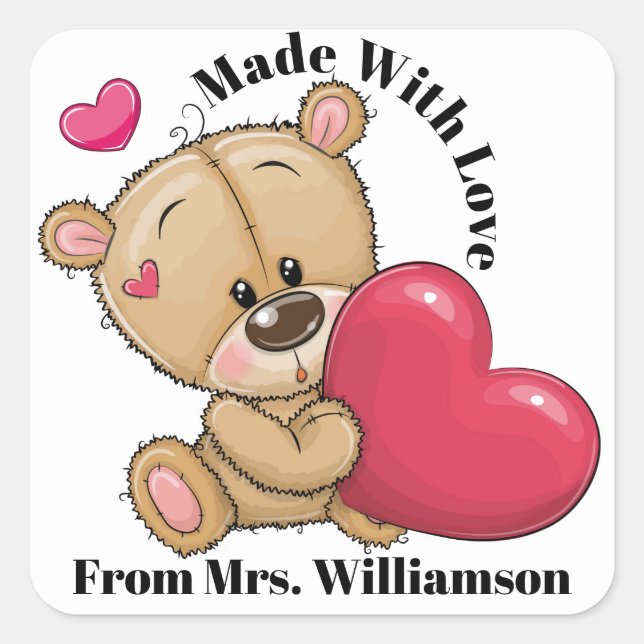 Precious Bear Made With Love Sticker (Front)