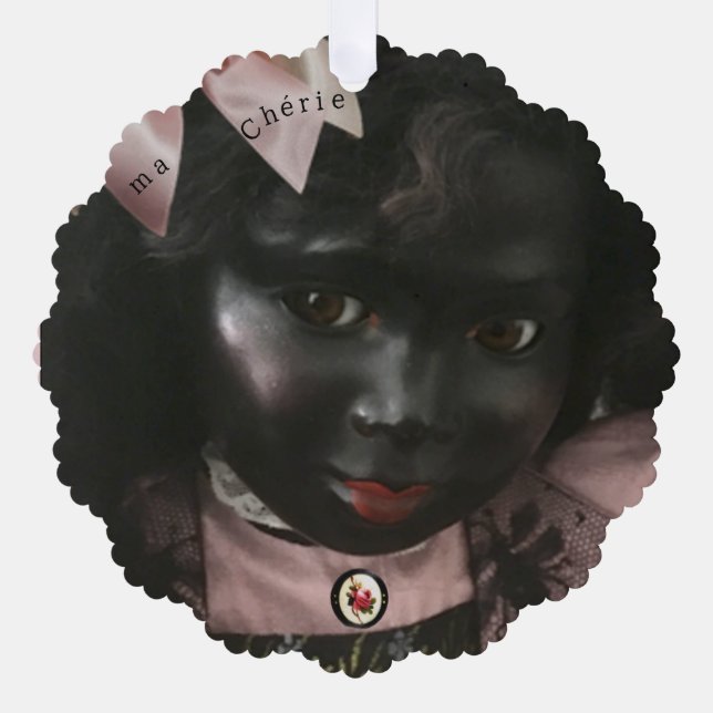 Precious Black Doll French Ornament (Front)