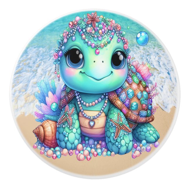 Precious Bling Baby Turtles - More on the Way -  Ceramic Knob (Front)
