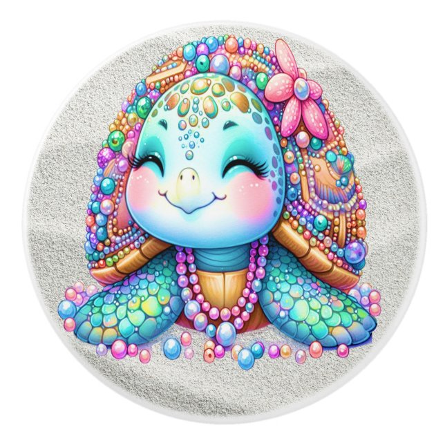 Precious Bling Baby Turtles - More on the Way -  Ceramic Knob (Front)