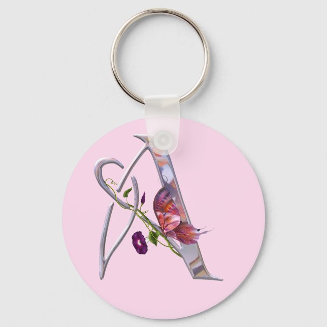 Precious Butterfly Initial A Keychain (Front)