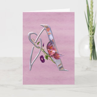 Precious Butterfly Initial A Note Card
