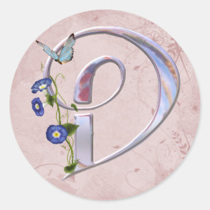 Precious Butterfly Initial D Classic Round Sticker