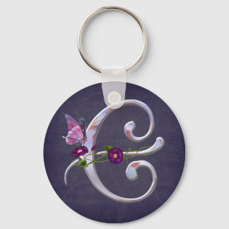 Precious Butterfly Initial E Keychain