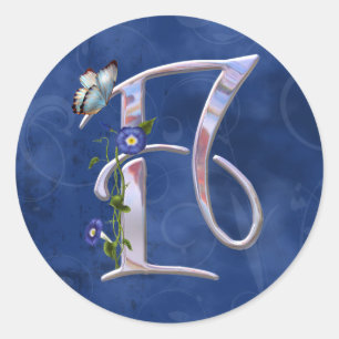 Precious Butterfly Initial F Classic Round Sticker