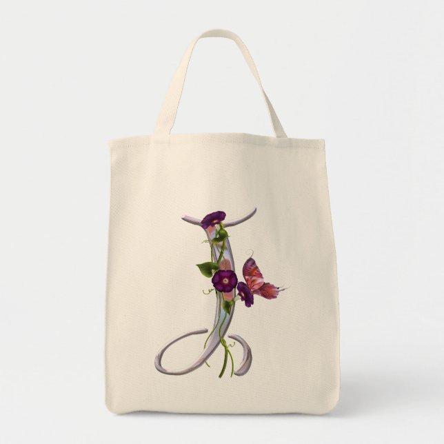 Precious Butterfly Initial J Tote Bag (Front)