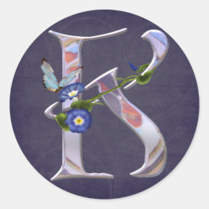 Precious Butterfly Initial K Classic Round Sticker