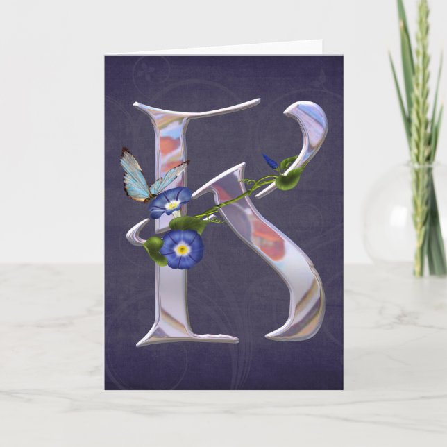 Precious Butterfly Initial K Note Card (Front)