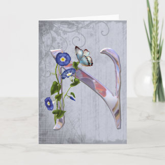 Precious Butterfly Initial N Note Card