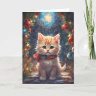 Precious Christmas Kitten Art card