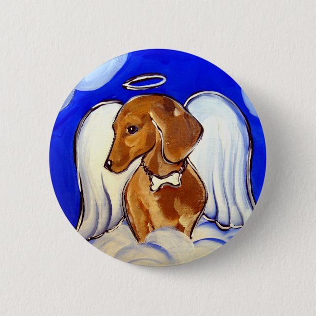 " Precious Dachshund Angel Pet Art Pins" 2 Inch Round Button (Front)